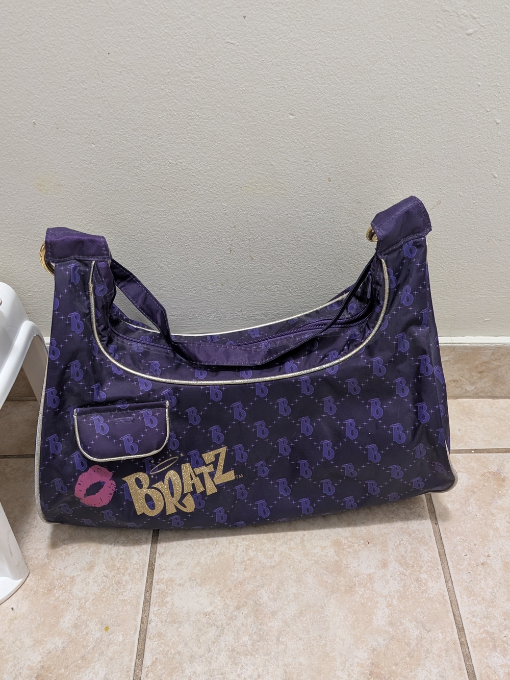 Bratz Kids Purple Logo Shoulder Bag with Lip Accent